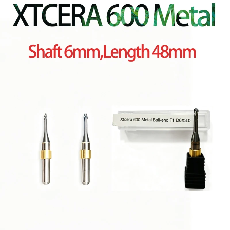 Фрезы для стоматологического фрезерного станка XTCERA Xmill 600, хвостовик 6 мм, общая длина 48 мм, фрезы CAD/CAM для обработки титана, кобальт-контентированной стали.