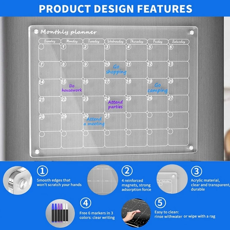 Weekly Calendar For Fridge Dry Erase Board Calendar For Fridge, Reusable Planner, Gift For Home Organization