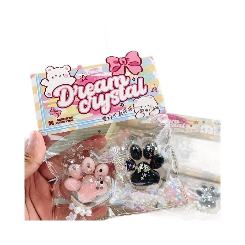 Crianças mini gato pata pitada brinquedo blingbling lento rebote alívio do estresse brinquedos transparente gato pé antiestresse squeeze brinquedo presente para a menina