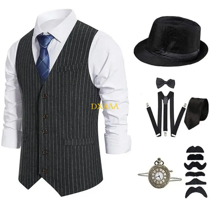 

DXAA Roaring 20s Mens Outfit 1920s Men Mafia Costume 1920s Men Costume Accessories