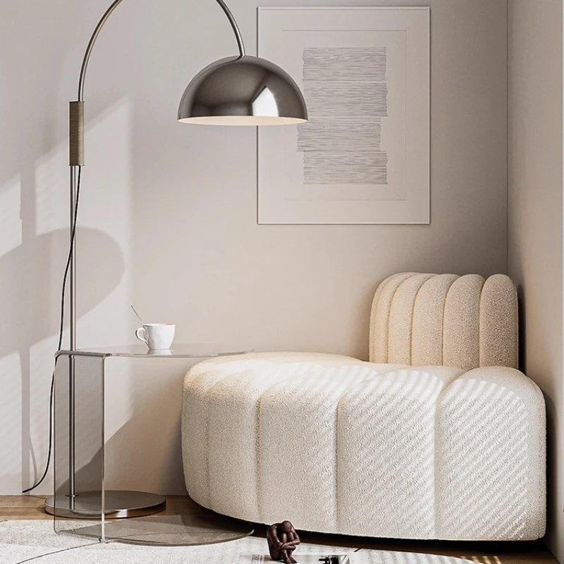 

French cream style small apartment bedroom corner living room corner module sofa corner fabric casual lazy sofa