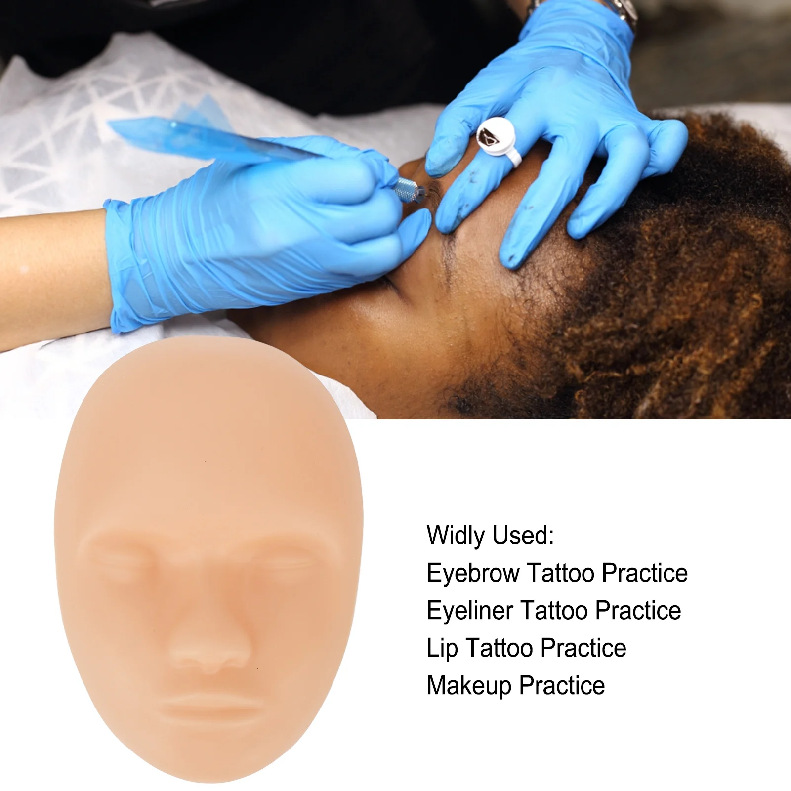 Microblading Training Skin Flesh Color Tattoo Practice Skin Head Individually Packed Soft Silicone for Novice for Salon