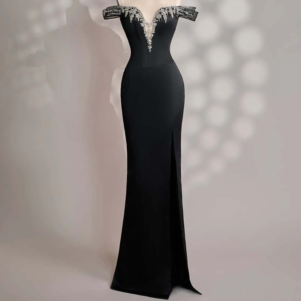 Robe de soirée trapèze personnalisée, longueur au sol, épaules dénudées, sans manches, robe de bal drapée plissée en cristal, à la mode