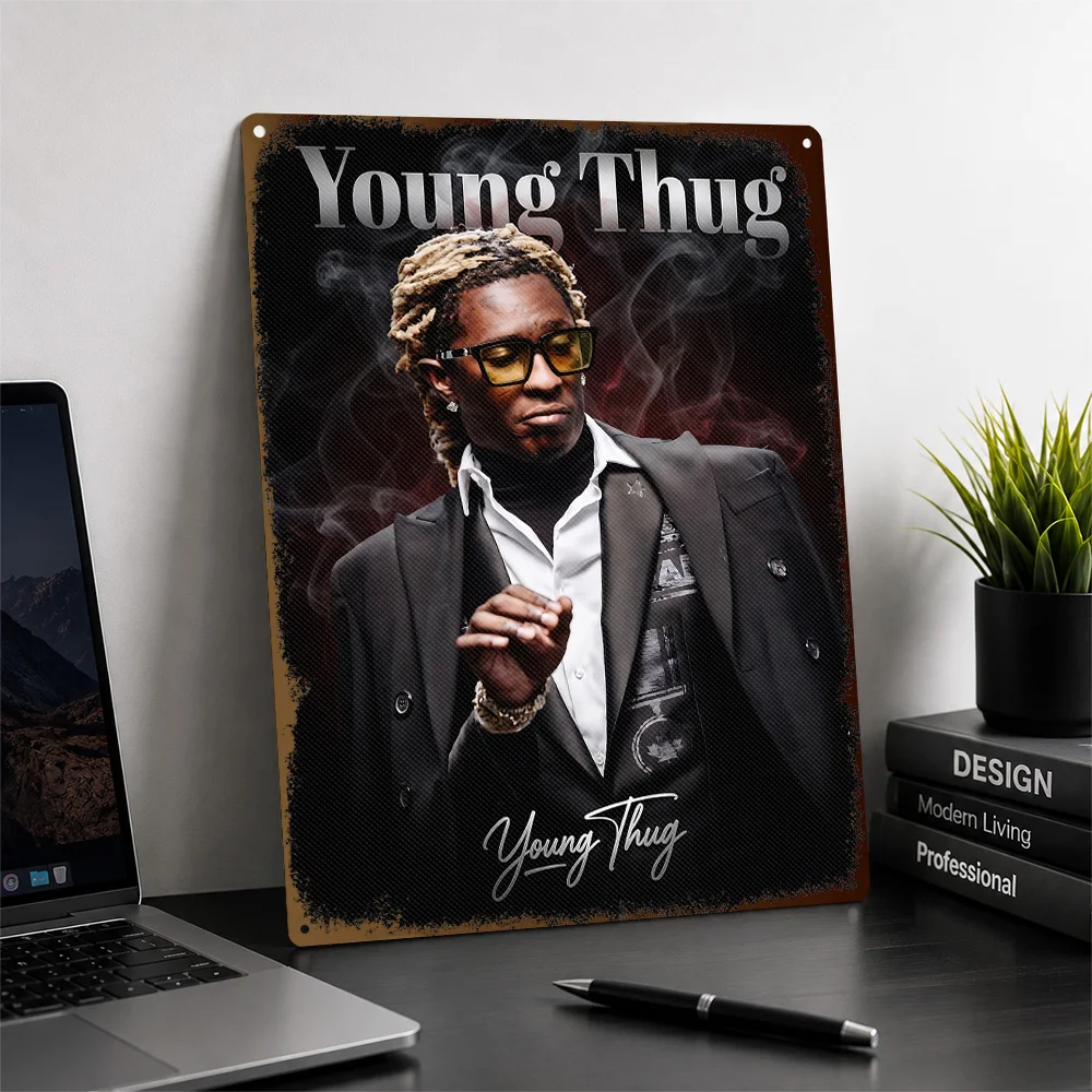 Young Thug Portrait Aluminum Poster Customized Metal Tin Sign Album Era Tribute Wall Art Enhances Living Room And Audio Corner