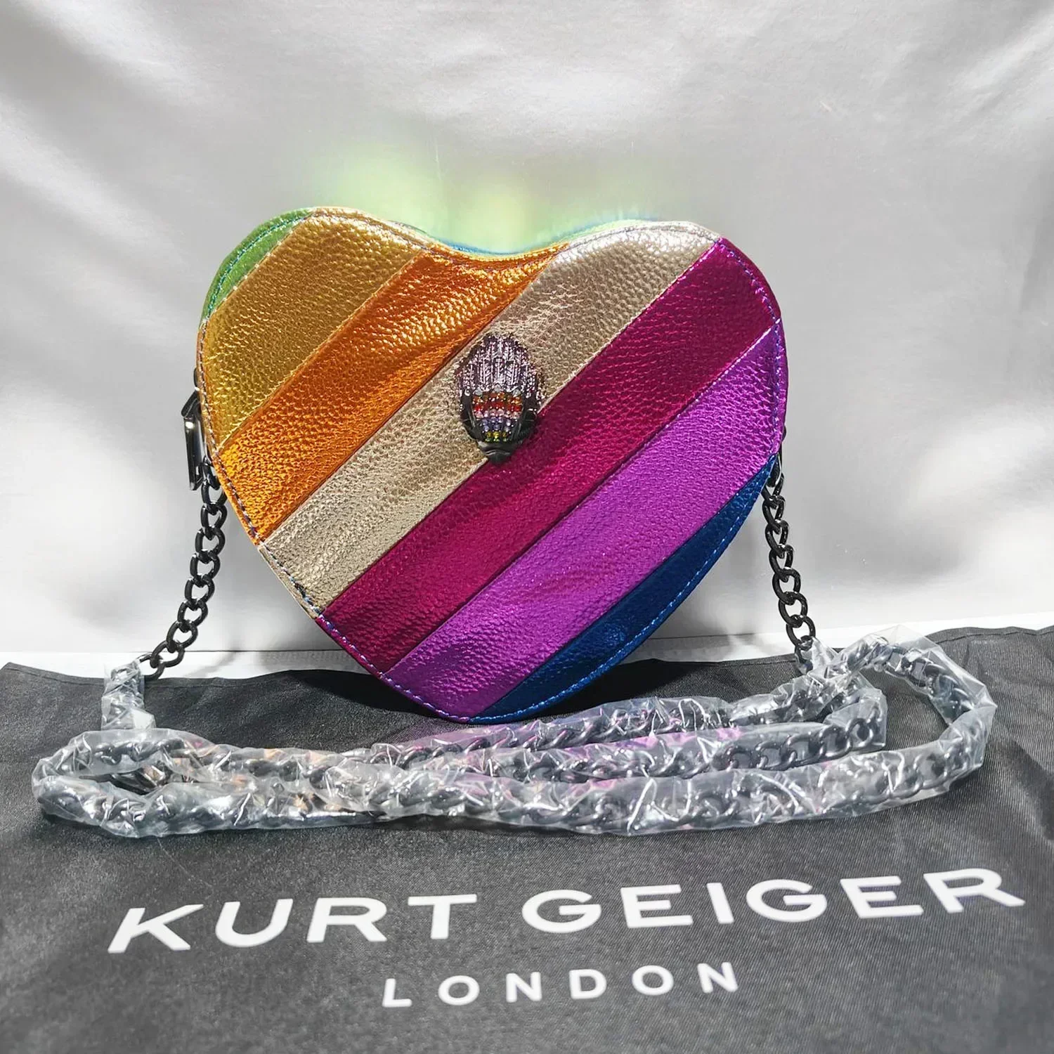 

KURT Geiger London модные радужные женские сумки через плечо в форме сердца красочная большая сумка из искусственной кожи дорожная сумка на плечо модный дизайн