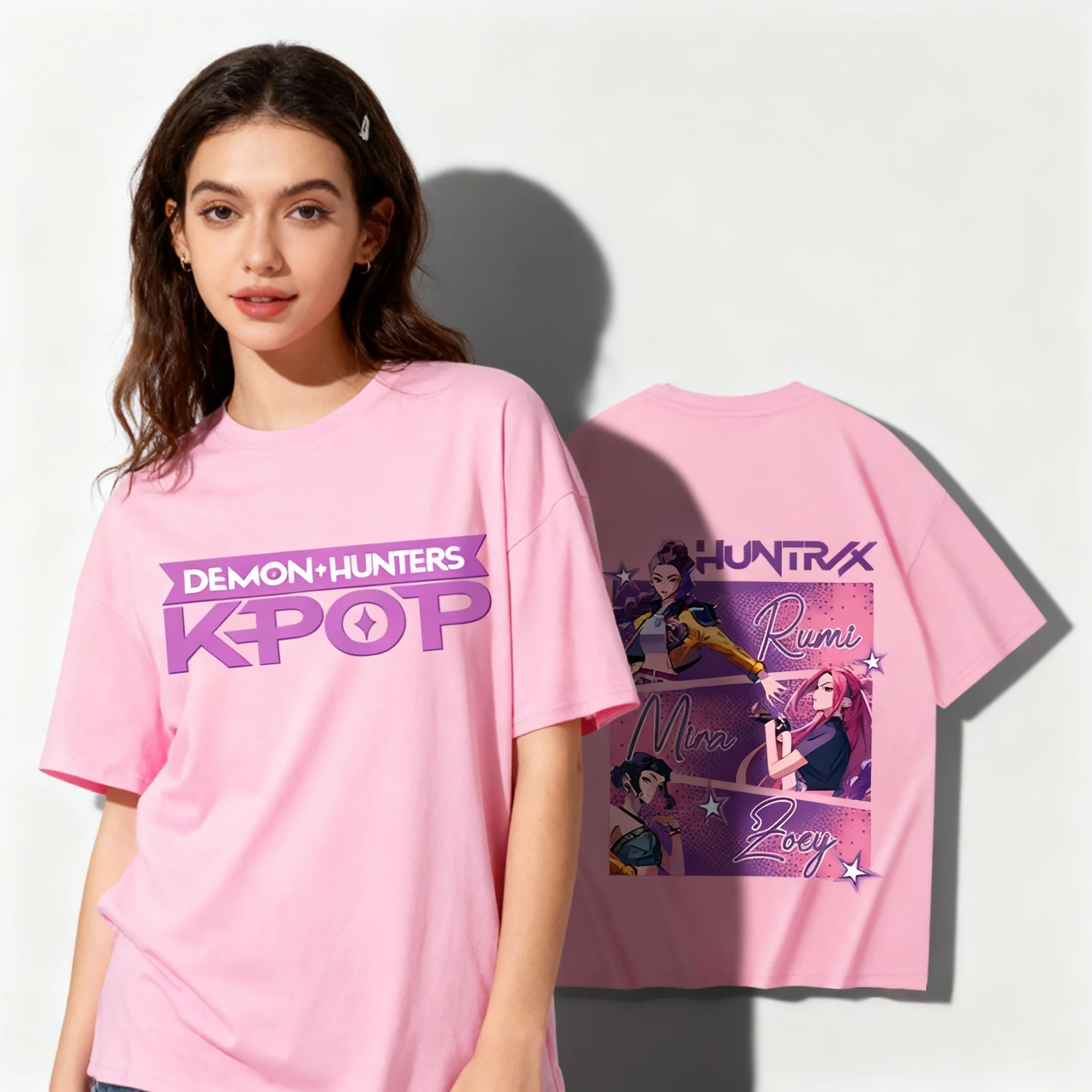 

25/26 летняя футболка из аниме-фильма KPOP Witch Hunt Same, корейская, европейская и американская уличная футболка большого размера для взрослых, женщин и детей