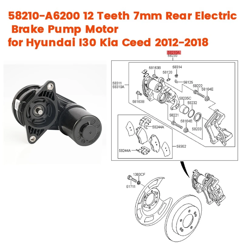 58210-A6200 12 Teeth 7Mm Rear Electric Brake Pump Motor For Hyundai I30 Kia Ceed 2012-2018 Distribution Pump Actuator-Boom