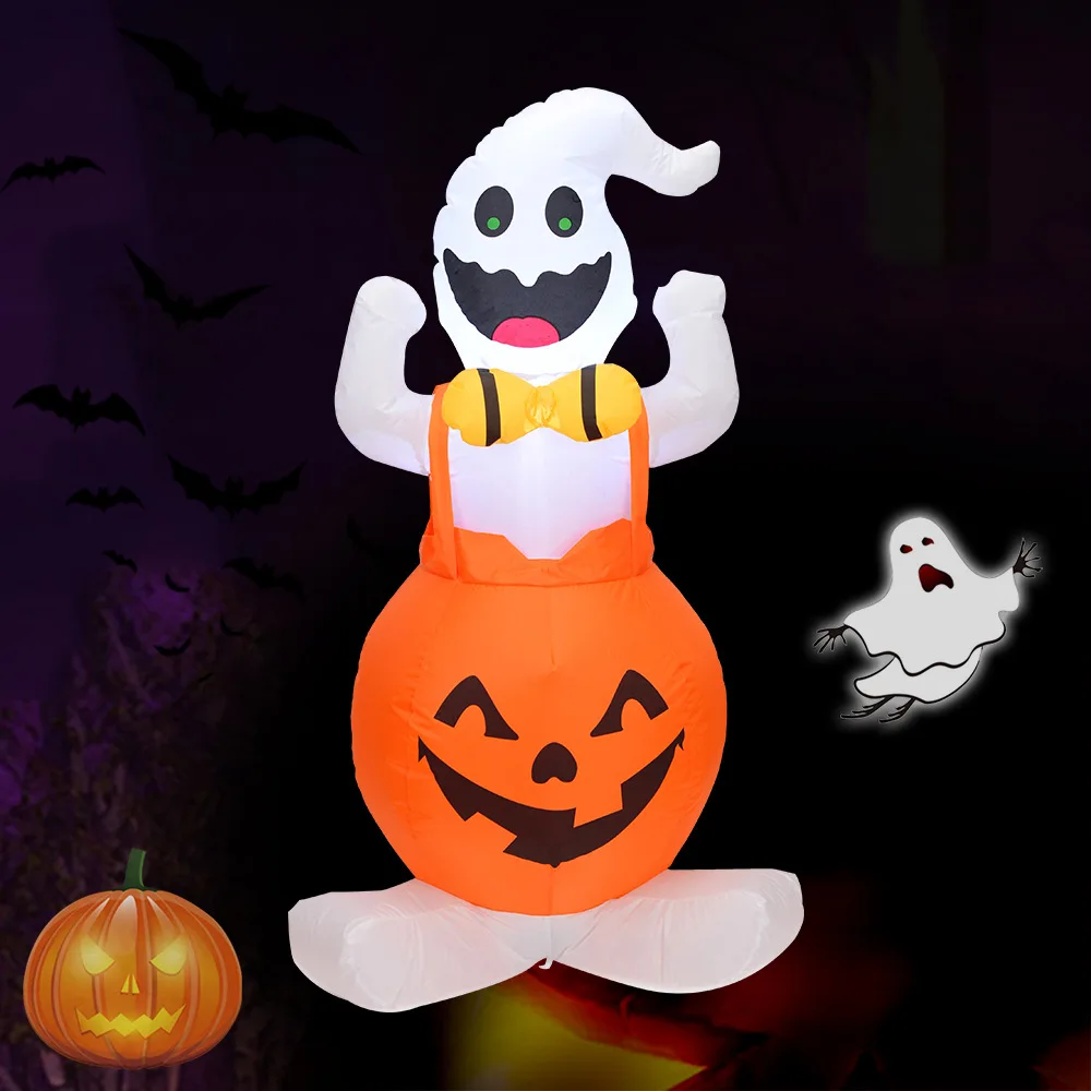 

LED Inflatable Halloween pumpkin inflatable model 1.2m strap pumpkin ghost Halloween decoration garden courtyard lawn lamp