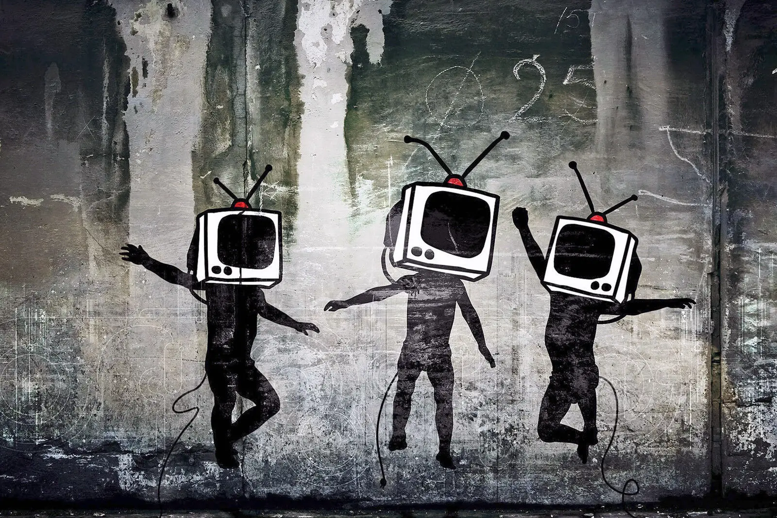 

Banksy TV Heads Television Street Painting Art Picture Print Silk Poster, Home Wall Decor