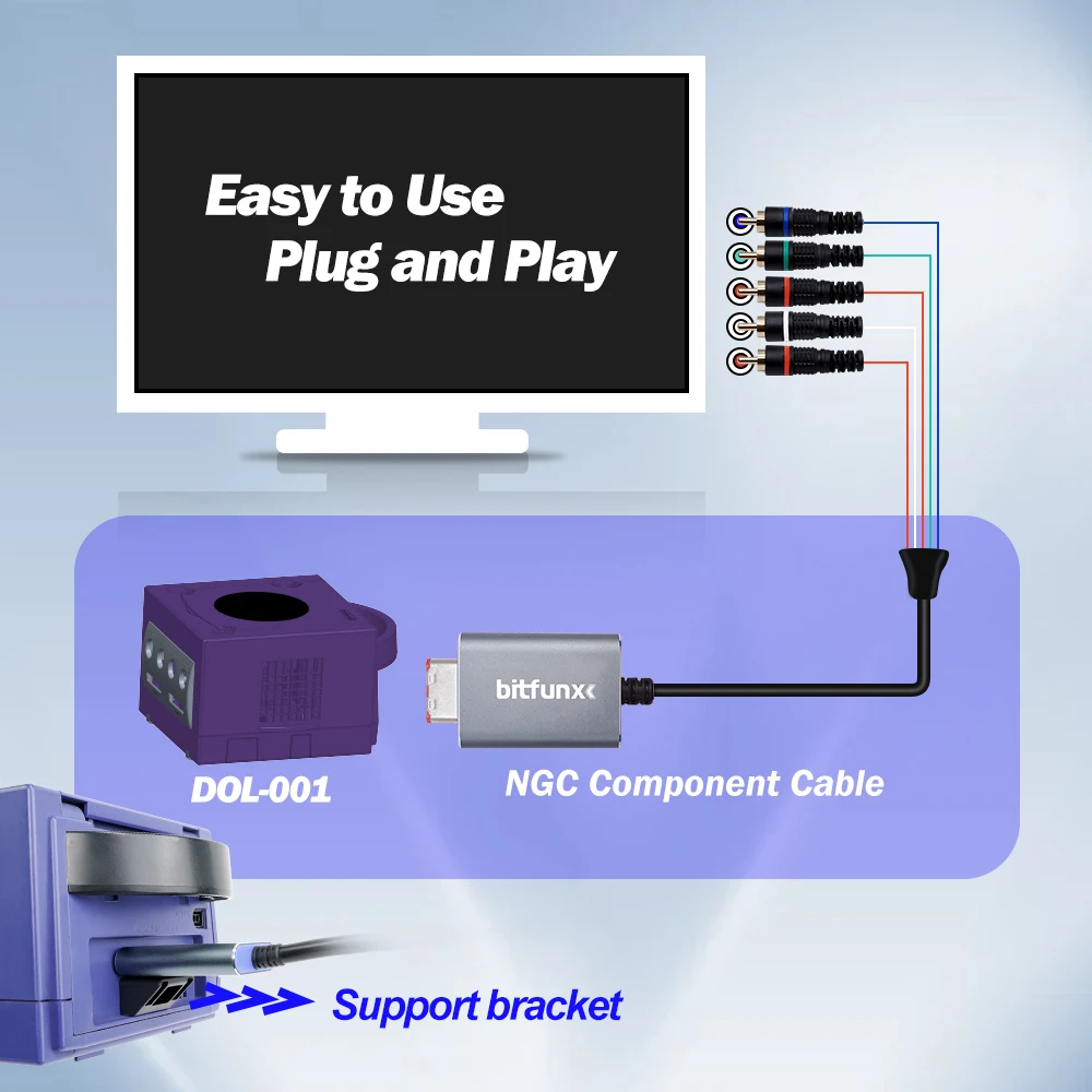 Bitfunx Component Video 5RCA YPbPr Adapter for Nintendo GameCube NGC Digital AV Output High Quality Image