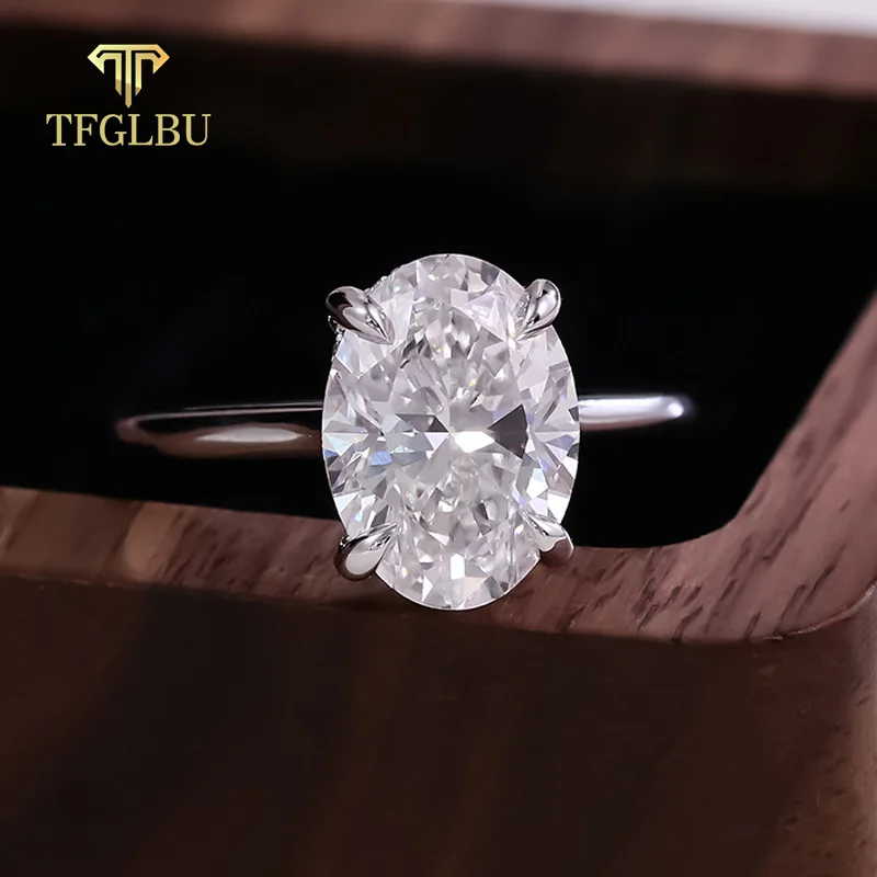 

TFGLBU 4,5CT Кольцо с бриллиантом из муассанита для женщин, свадебные комплекты овальной огранки, пасьянс, обручальное кольцо с покрытием 18 карат, серебро 925 пробы GRA
