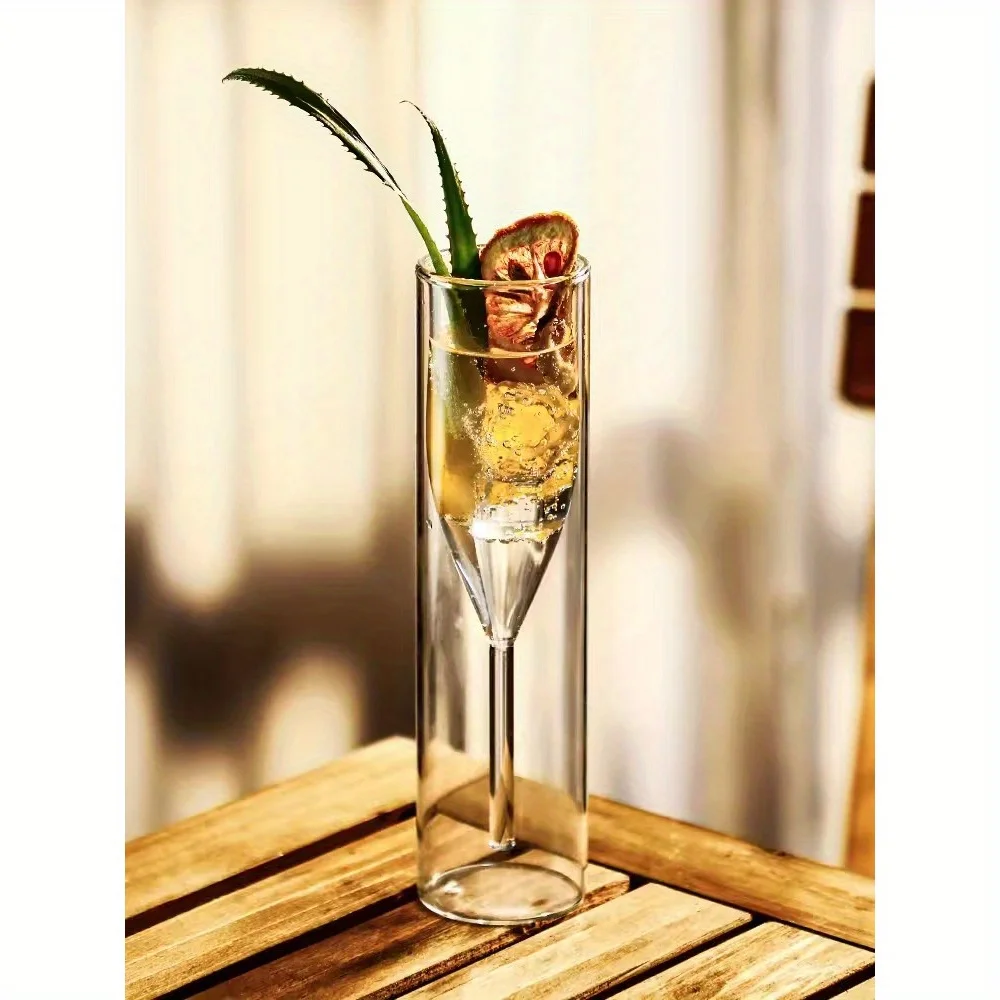 

Creative Transparent Glass Double Layer Champagne Wine Goblet Cocktail Cup Bar Unique Drinking Glass