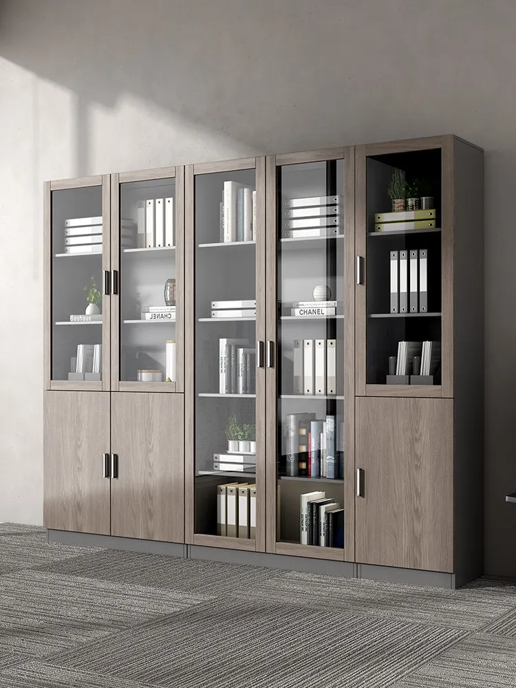 File Cabinets Wooden Lockers Floor-to-ceiling Data Cabinets File Household With Glass Doors Storage Office Boos