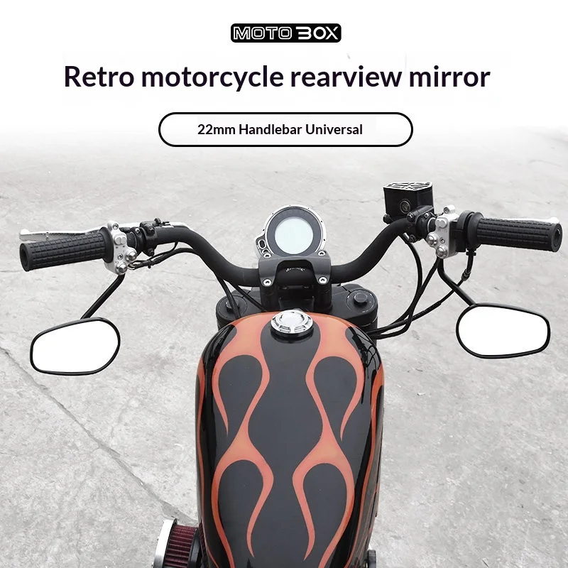 【Premium】For Cruiser motorcycle retro retro bottom-up rearview mirrors, Harley inverted mirrors, lower-mounted high-handle mirro