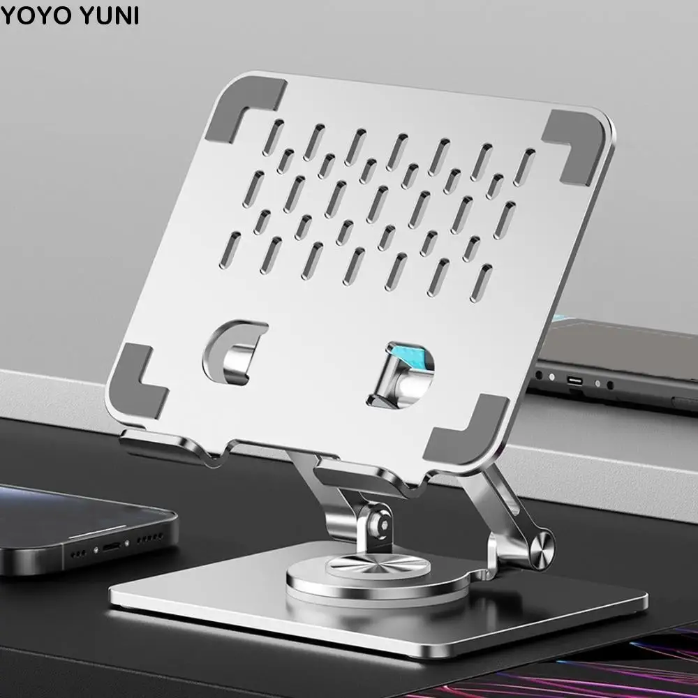

360 ° Вращающаяся вращающаяся подставка для планшета, регулируемый держатель для планшета с рассеиванием тепла, складной противоскользящий металлический кронштейн для планшета и телефона