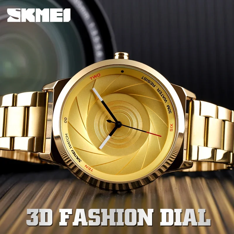 SKMEI-Men's 3D Dial Quartz Watch, 9210, Marca de topo, Luxo, Aço completo, Negócios, 30, Impermeável, Esporte, Moda