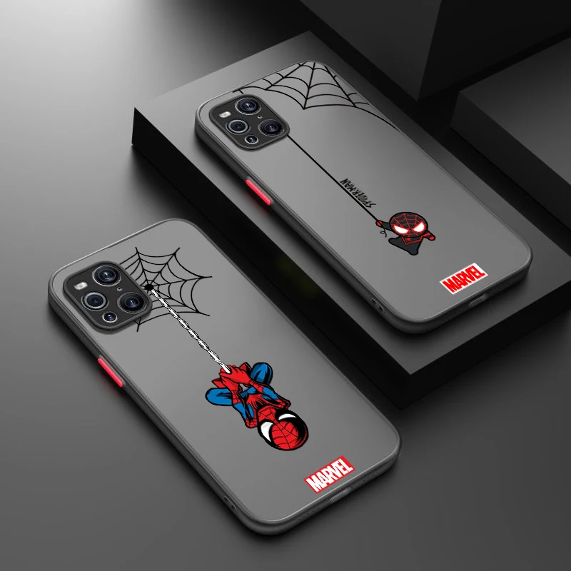 Marvel Anime Spiderman For OPPO Find X5 X3 Neo F21S F21 K10 Pro Lite TPU Shockproof Frosted Translucent Phone Case