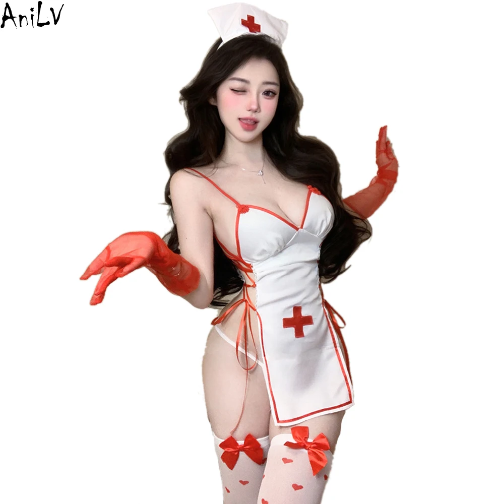 

AniLV Sweet Lovely Sexy Nurse Dress Uniform Pajamas Temptation Lingerie Outfits Erotic Costumes