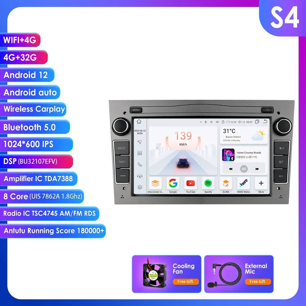 Autoradio Carplay Android 2din Auto Gps Voor Opel Astra H J 2004 Vectra Vauxhall Antara Zafira Corsa C D Vivaro Meriva Veda Audio
