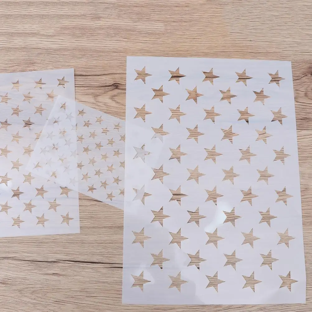 5 ชิ้น Hollow Inkjet แม่แบบ Star สําหรับภาพวาดธงวันประกาศอิสรภาพบนหัตถกรรมไม้คุณภาพสูง