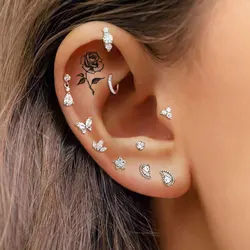 1PC Ear Piercing Tragus Rook Helix Lobe Snug Piercing for Women Crown Star Shaped Cartilage Septum Piercings Oreille Ear Jewelry