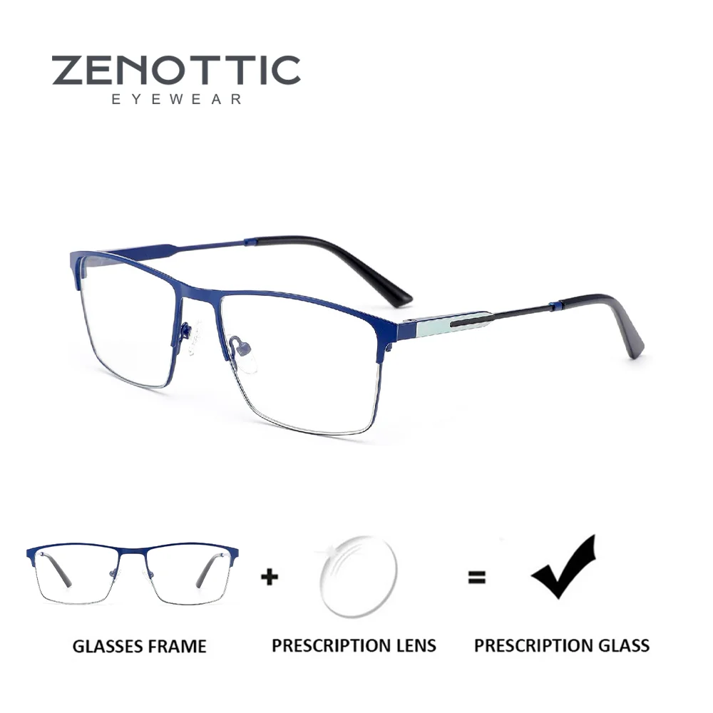 

ZENOTTIC стильные металлические очки для бровей по рецепту для мужчин квадратные фотохромные/оптические очки для близорукости прогрессивные очки