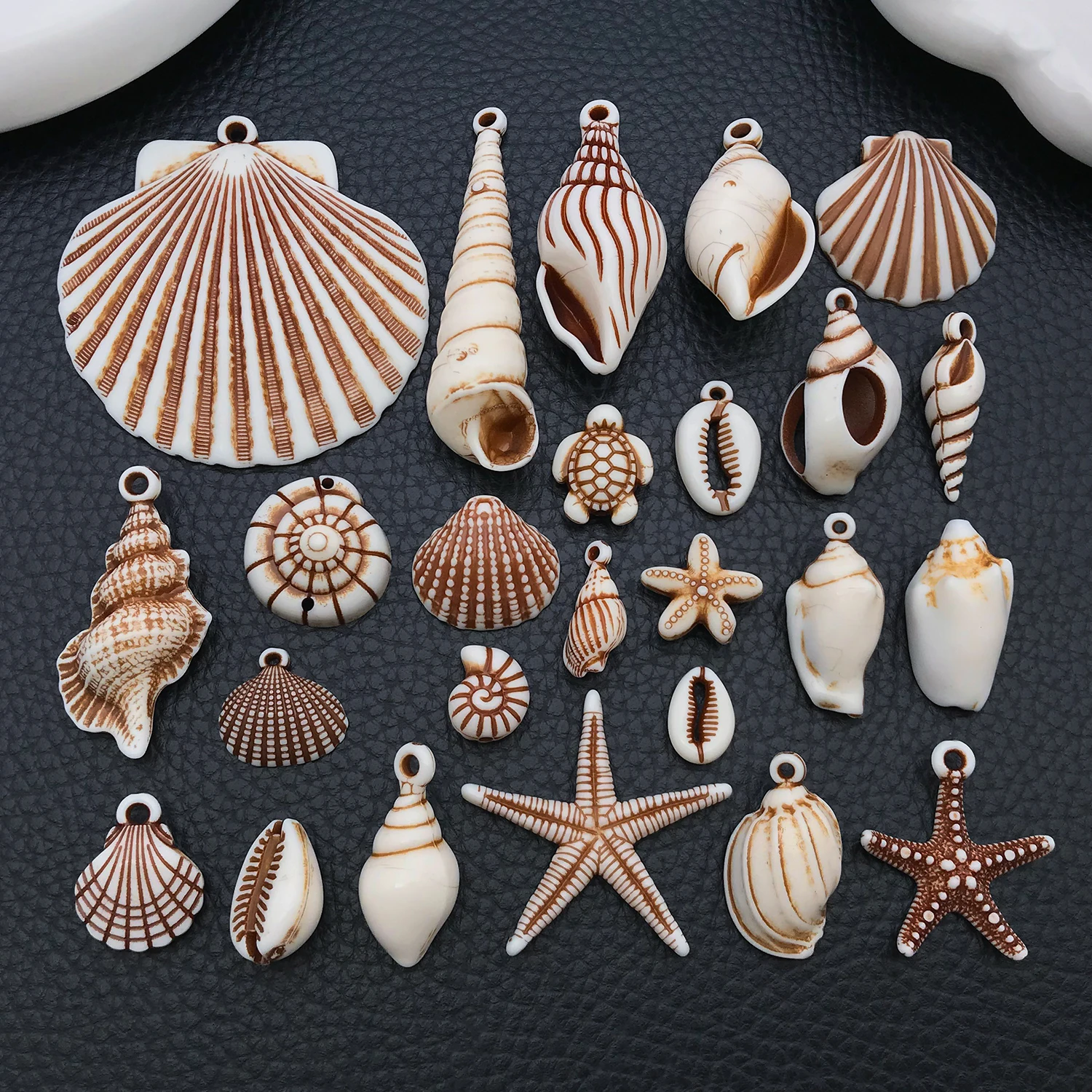 5-25pcs/Pack Ocean Acrylic Pendant Seashell Conch Scallop Charms For Jewelry Making DIY Necklace Bracelet Earrings Accessories ﻿