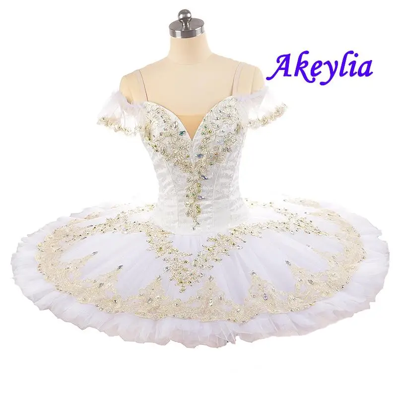 지나 댄스 잠자는 숲 속의 아름다움 투투 오렌지 전문 발레 투투 팬케이크 클래식 여성용 화이트 페어리 인형 투투 스커트 11 레이어