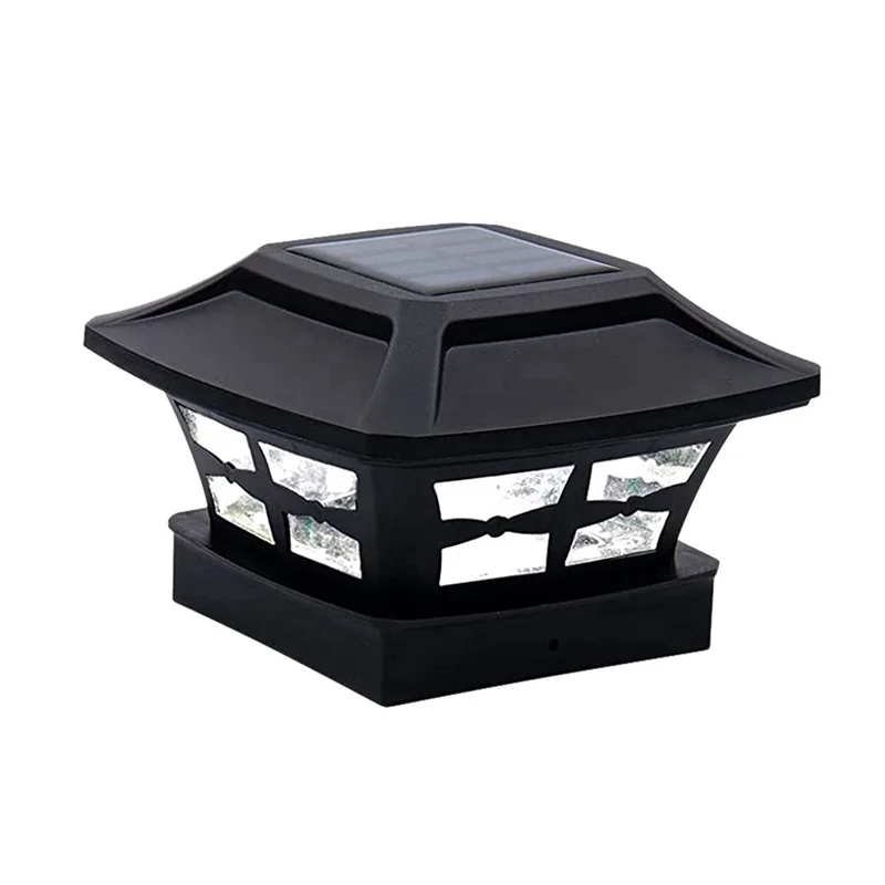 Solar Post Cap Lights 2 Lighting Modes LED Deck Fence Cap Lights for Wooden Posts Garden Decoration Warm Black