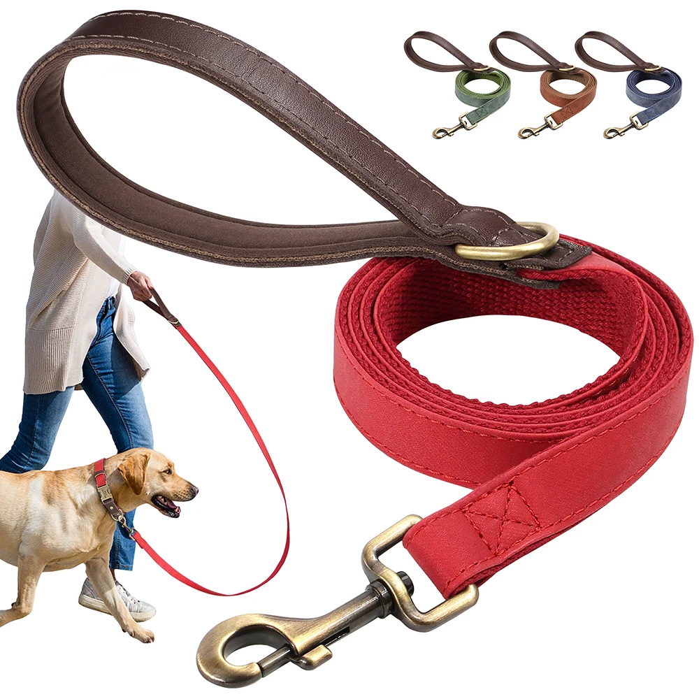 PU-Leder Hundeleine 1,4 m Hundeleine Langlebiges Haustier-Gehführseil mit Weichem Griff Stark für Kleine Mittlere Große Hunde Mops