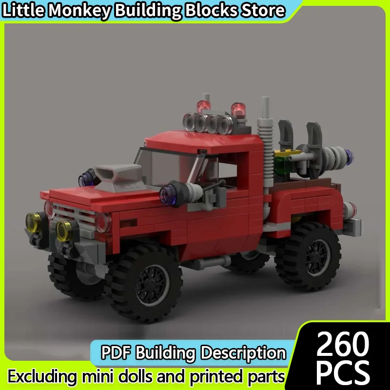 

Модель городской автомобиль MOC, строительные кирпичи, красный внедорожный пикап, модульная технология, детские праздничные подарки, сборные игрушки, костюм