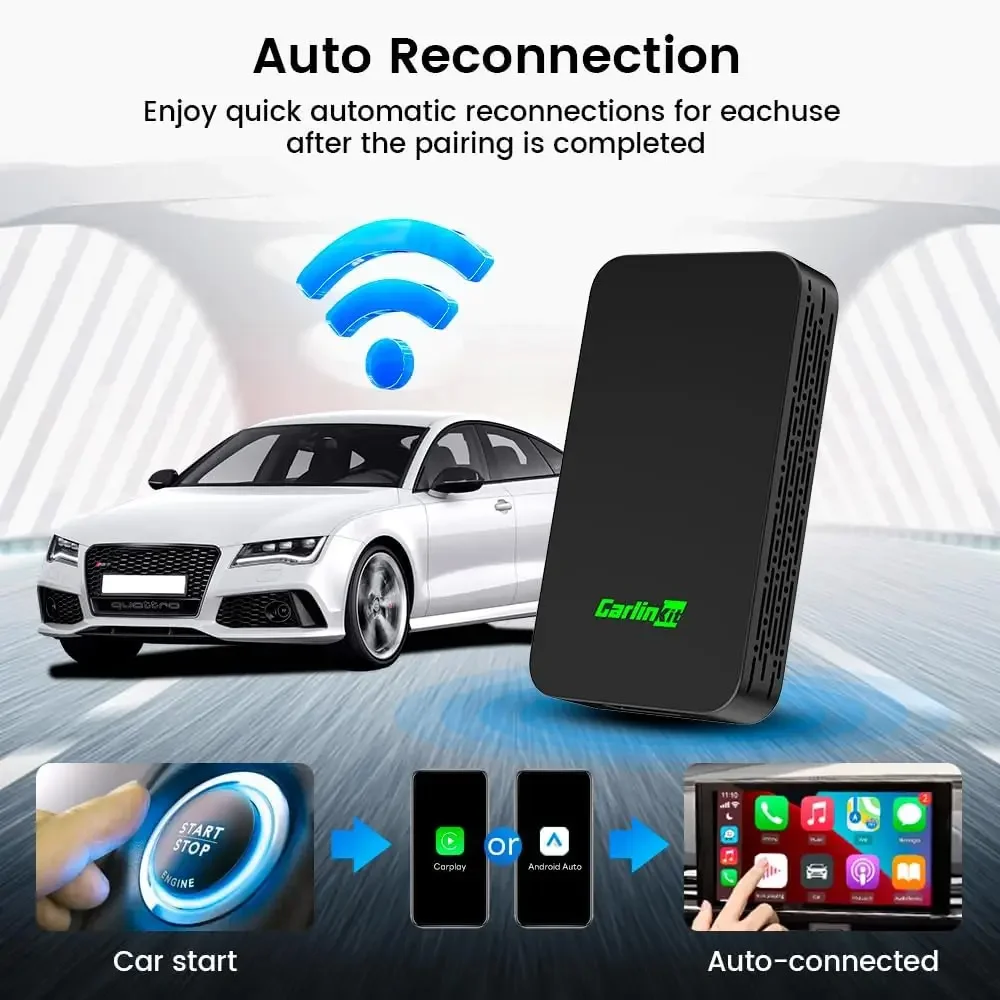 

2 пары CarlinKit 5.0 Wireless CarPlay Wireless Android Auto Box 2,4G и 5,8Ghz WiFi BT Auto Connect Plug & Play для проводных автомобилей AA CP