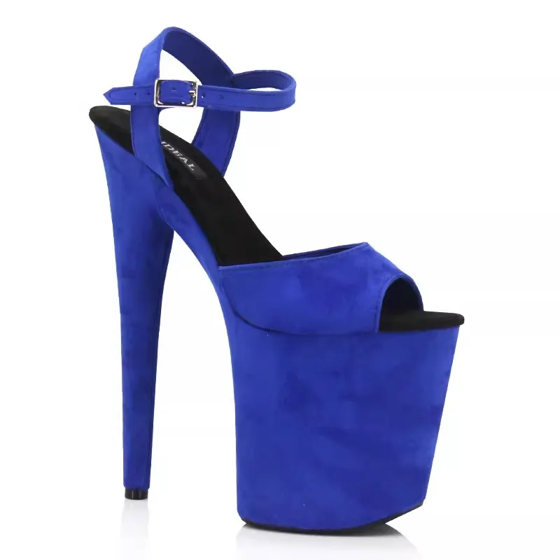 

Hot selling 20CM high-heeled sandals with sexy velvet material for pole dancing, new small mouthed high-heeled shoes