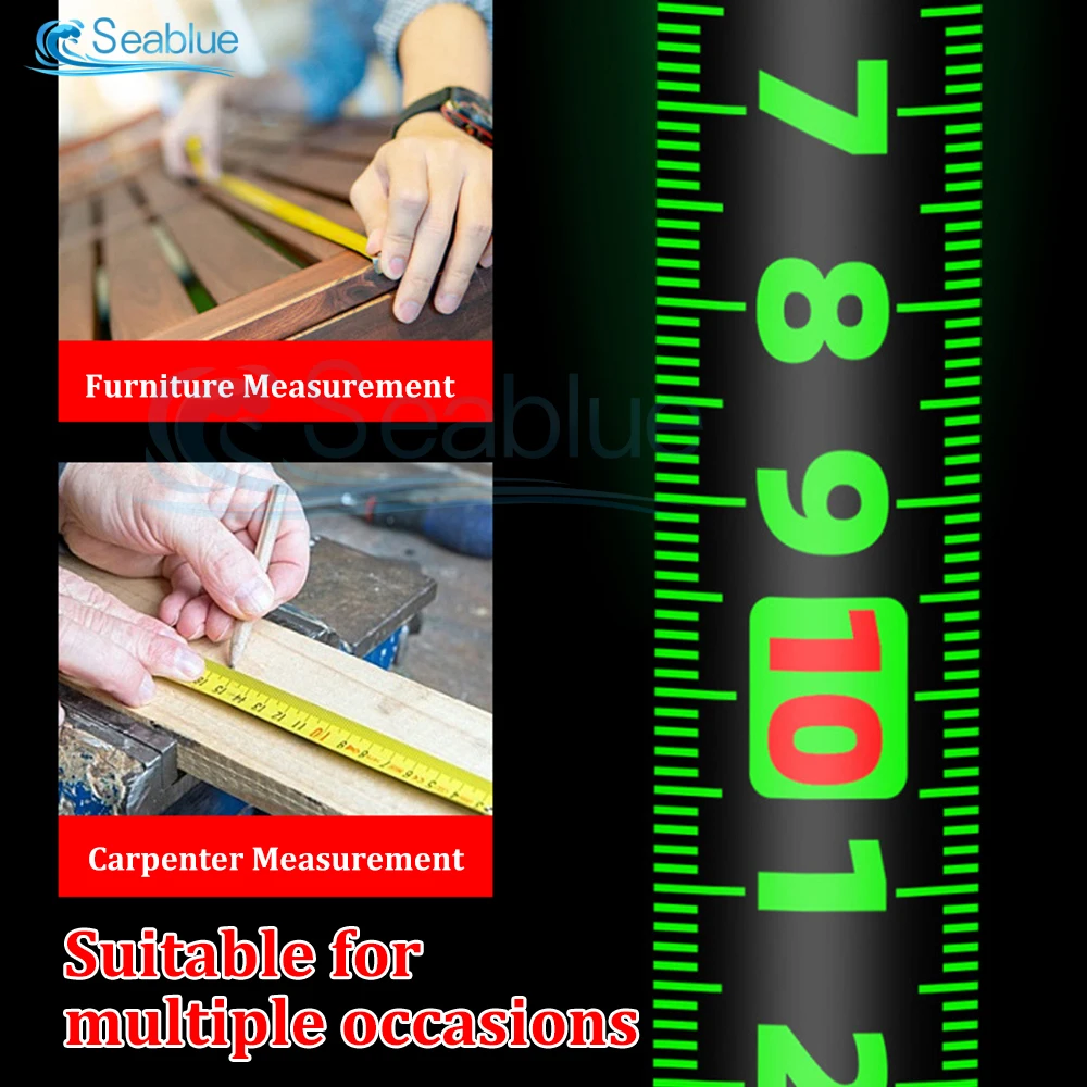 5m/7.5m/10m Fluorescent Steel Tape Measure Meter Wear-Resistant Thickened Measurement Ruler Multi-Use Measuring Distance Tool