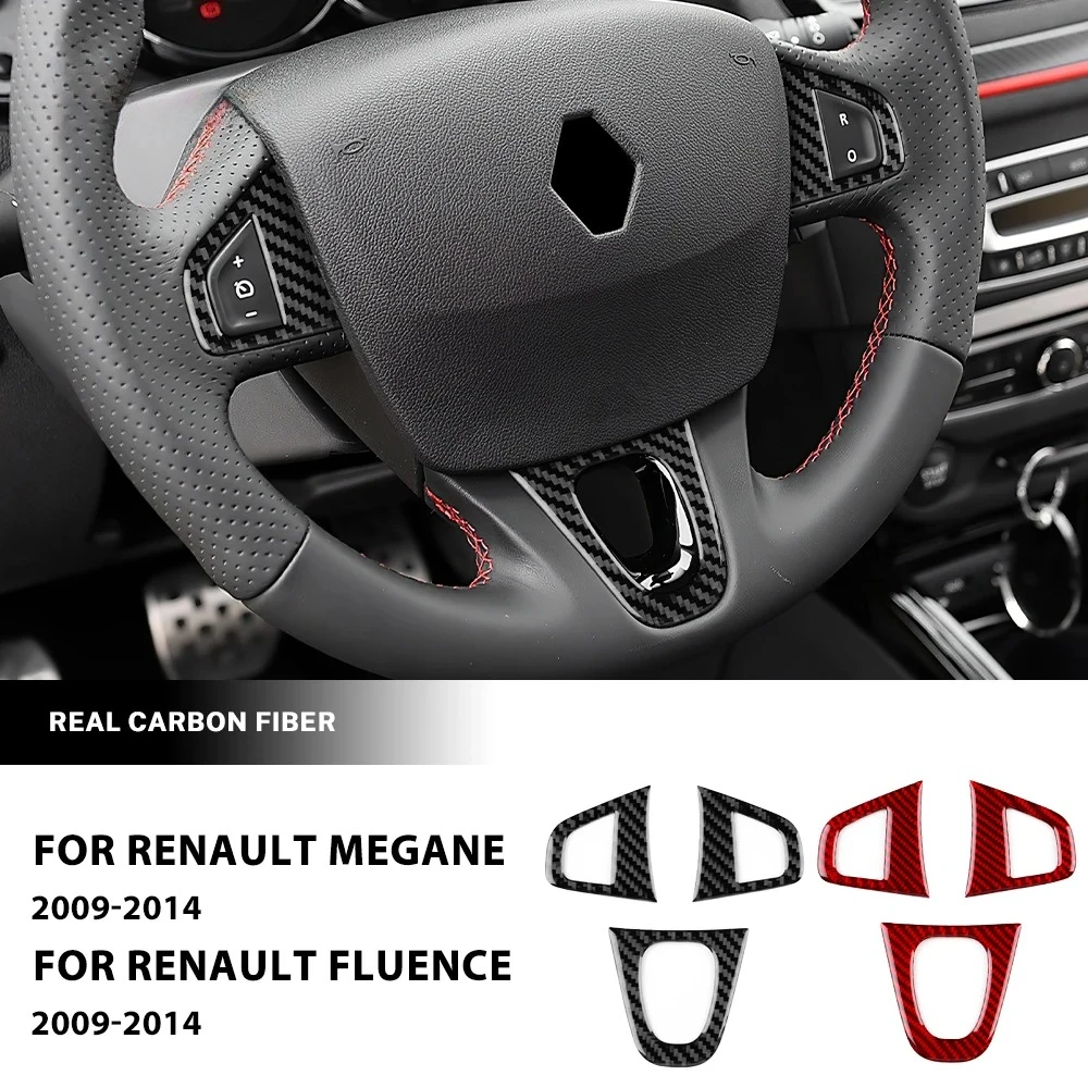 Real Soft Carbon Fiber Sticker Car Steering Wheel Trim for Renault Fluence Megane 3 RS Scenic 2009 2010 2011 2012 2013 2014 2015