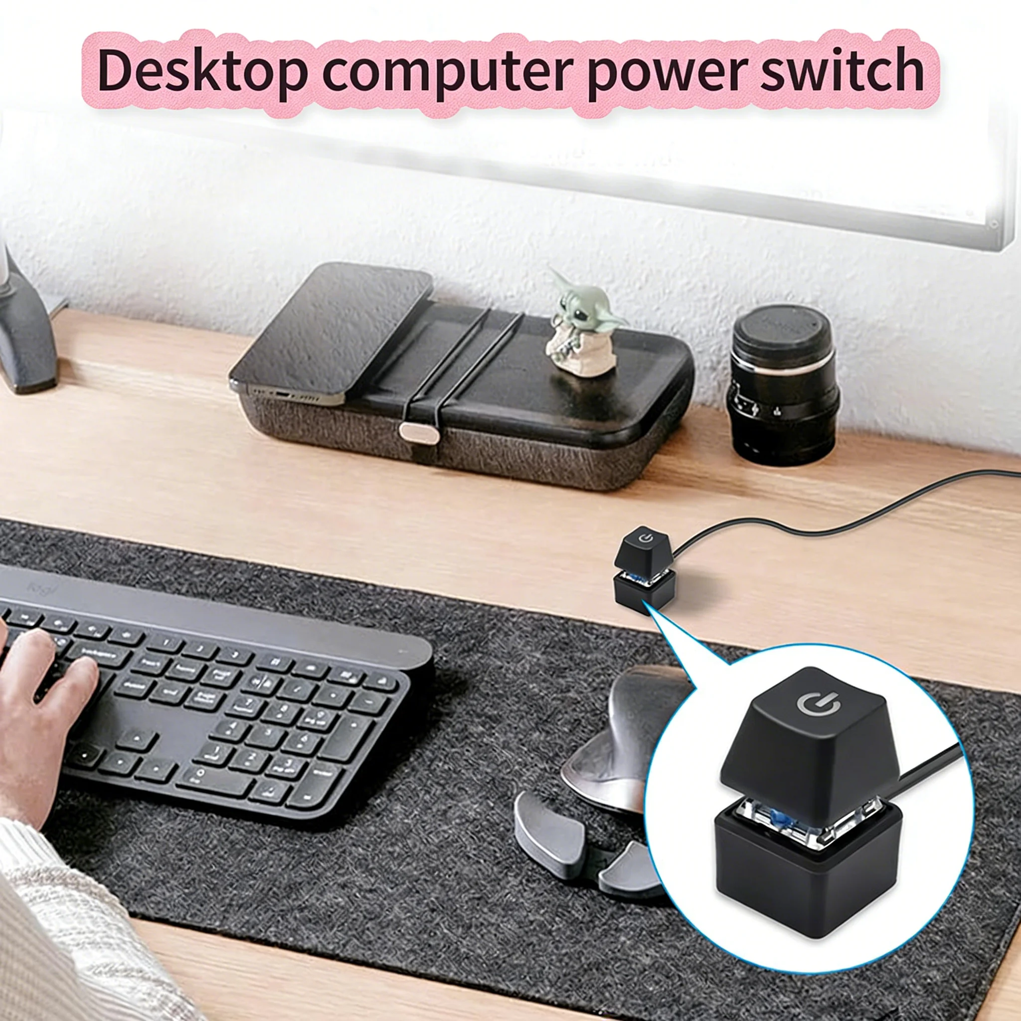 Computer Desktop External Switch Blue LED PC Motherboard Power On/Off Button For Home Office