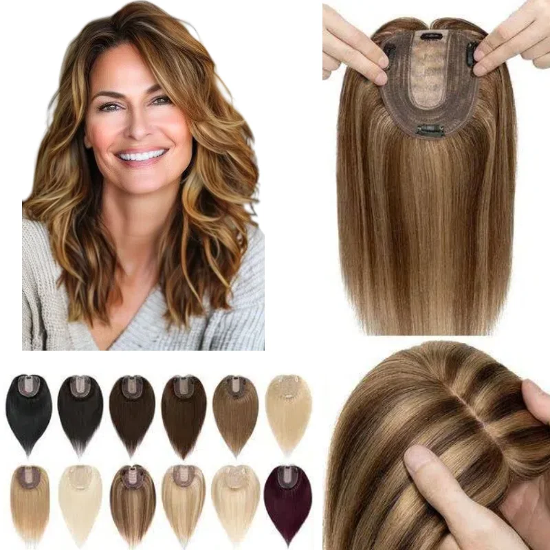 

Human Remy Hair Hair Piece 12x13cm 25cm Straight Clip On Topper #613 P8-613 Daily Wear Wholesale Dropship