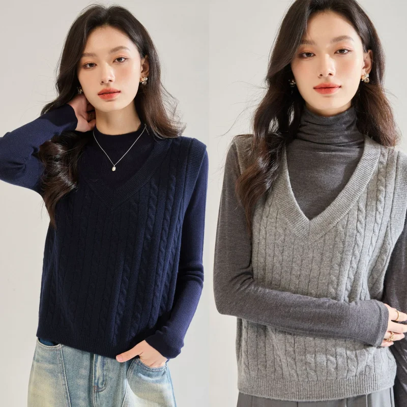 

25 Autumn New Vintage Fluffy Comfortable Wool Knit Loose Vest Short Top Women 22657