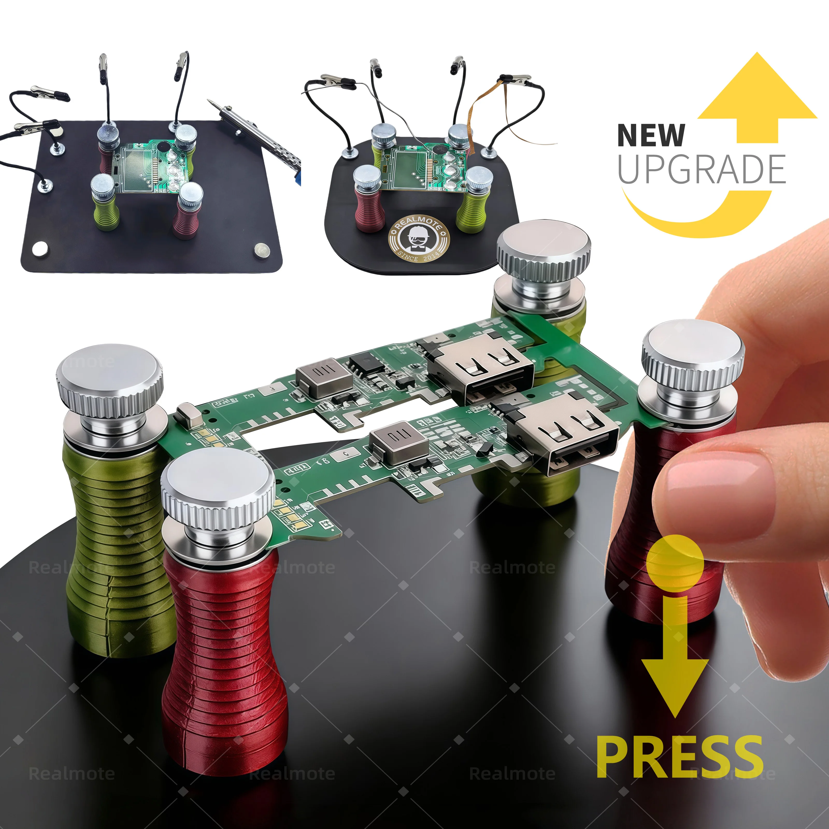 Image of 【Neues Upgrade】Federbelasteter magnetischer PCB-Halter – starkes Magnet-Kohlenstoff-Säulendesign, passend für 4-mm-PCBs, mit speziellen 4-teiligen Klemmen
