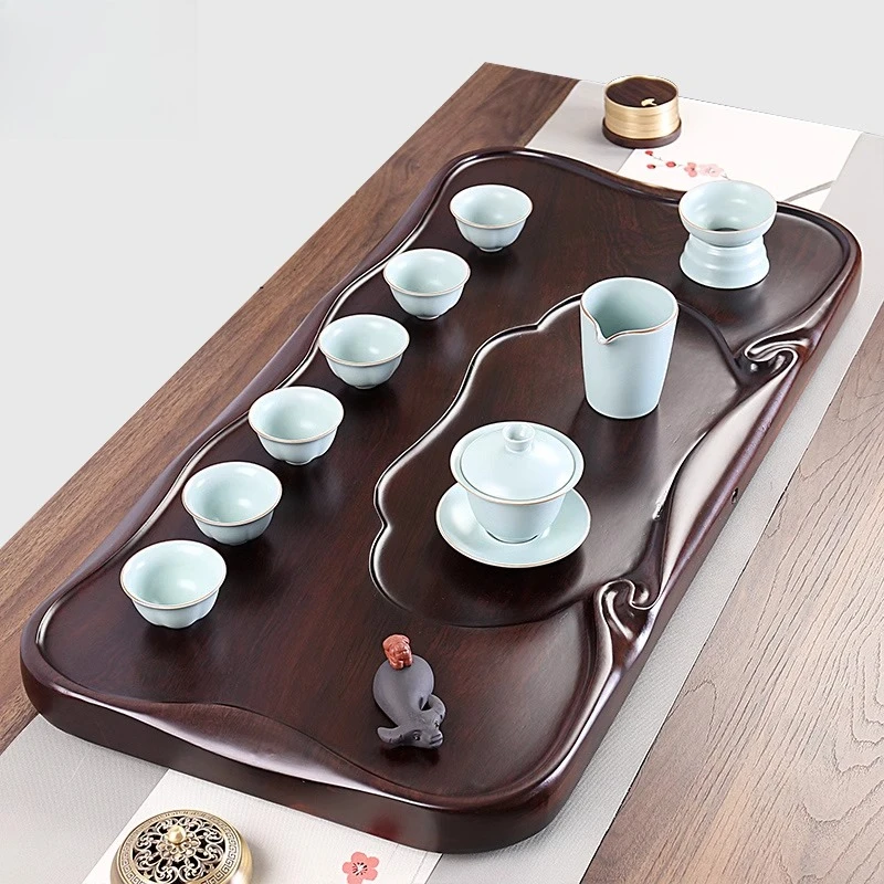 

Rectangle Table Tea Tray Serving Wood Plates For Food Luxury Desk Pot Long Tea Tray Storage Hospitality Bandejas Home Products