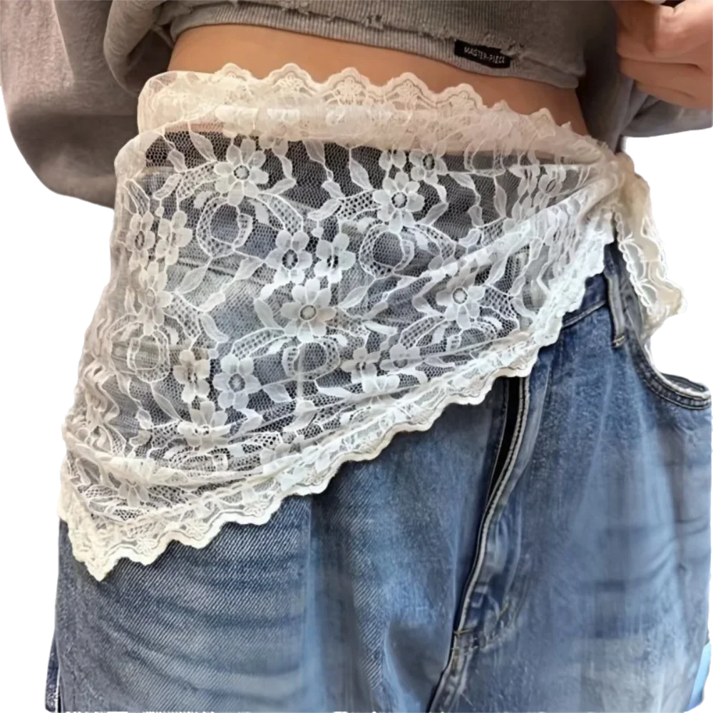 

Fashion Lace-up Lace Mini Skirt Pretty Y2K Apron Wrap Skirt Slim Fit Harajuku Fart Curtain for Women Hip Curtain