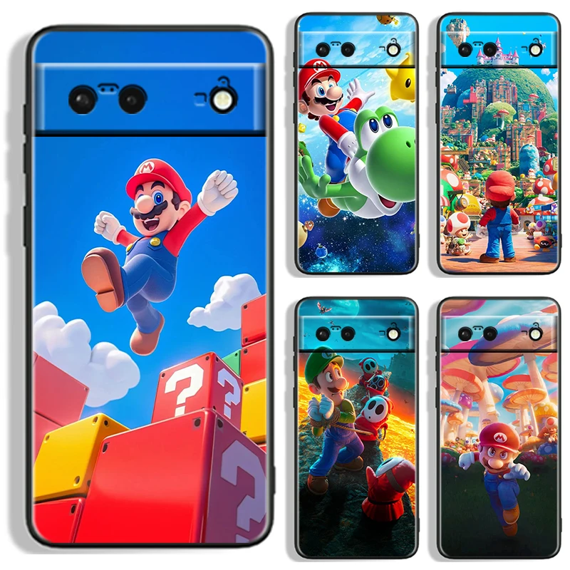 Childhood M-Mario Brave Game For Google Pixel 9 8 7A 7 6A 6 5A 5 4 4A XL 5G Black Silicon Shockproof Shell Cover Phone Case