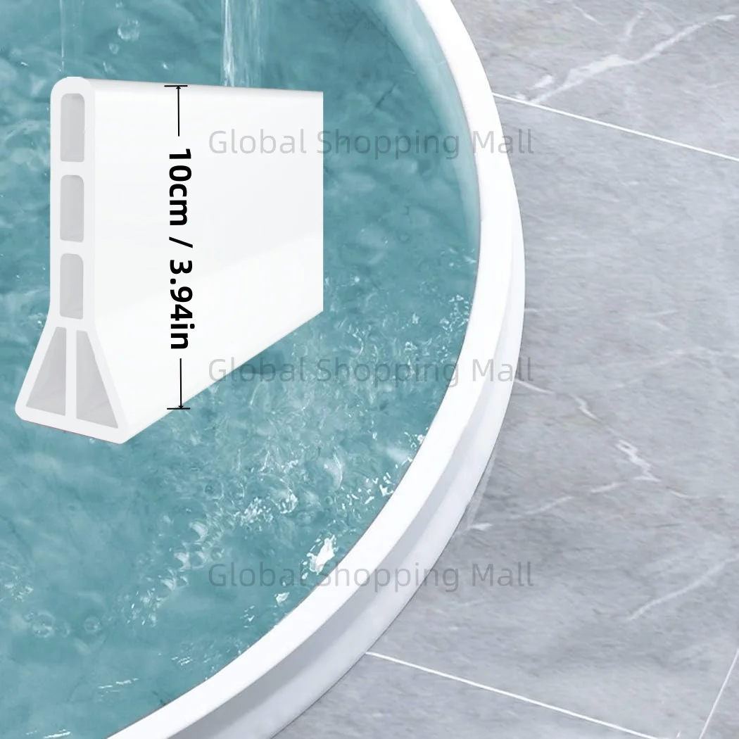 

10cm/4" High Shower Dam up to 300cm/9.84ft Collapsible Shower Water Stopper Water Splash Guard Shower Door Water Blocker Floor