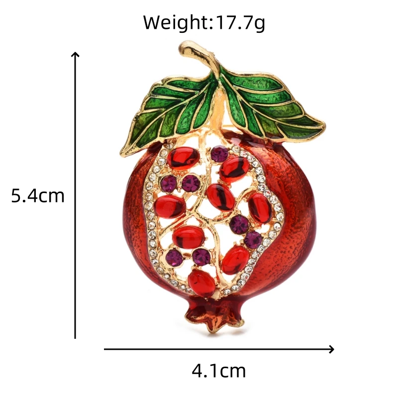 Wuli&baby Red Enamel Pomegranate Brooches For Women Lady Beautiful Fruits Plants Party Office Brooch Pins Gifts