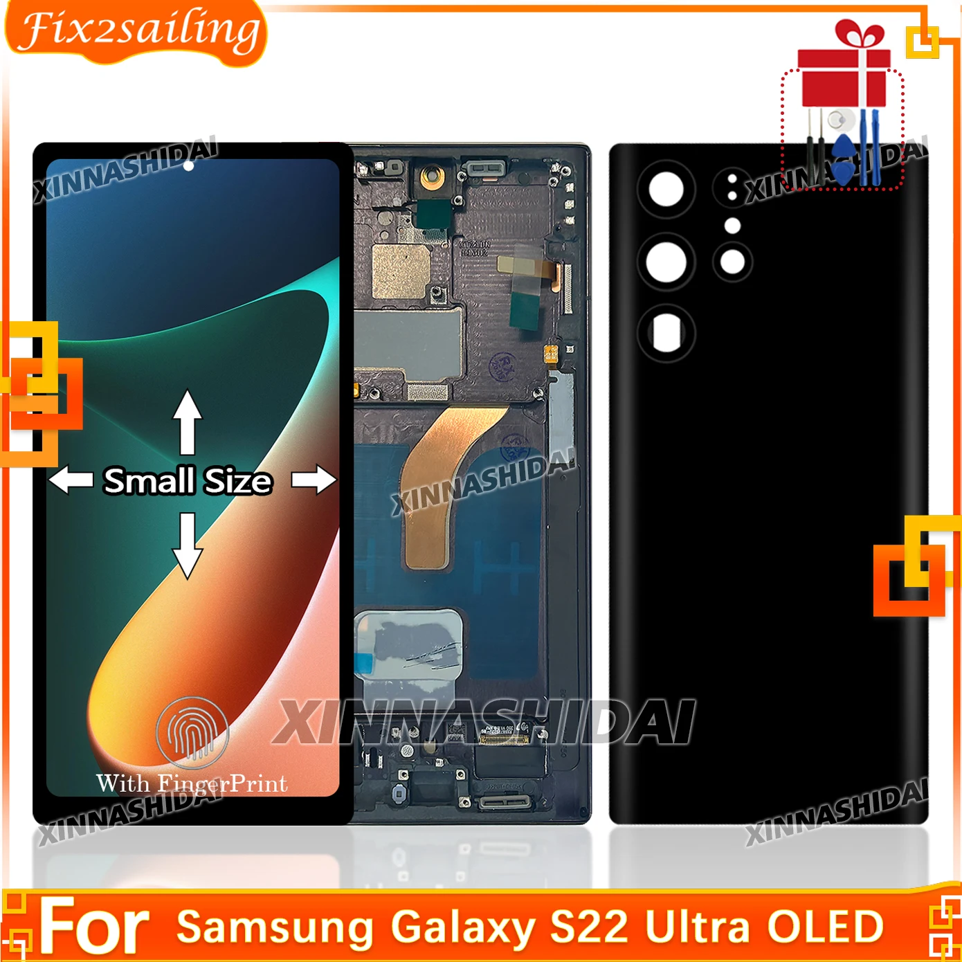 Super OLED For Samsung Galaxy S22 Ultra Small Size LCD Display Touch Screen Digitizer Assembly LCD With Frame