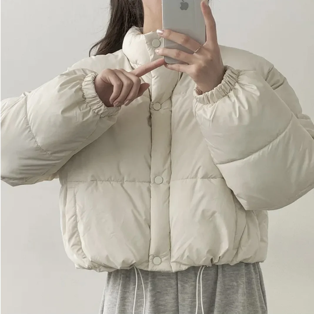 

Женская шикарная свободная куртка-пуховик с воротником-стойкой, осенне-зимняя хлопковая верхняя одежда, топ для похудения, длинный све