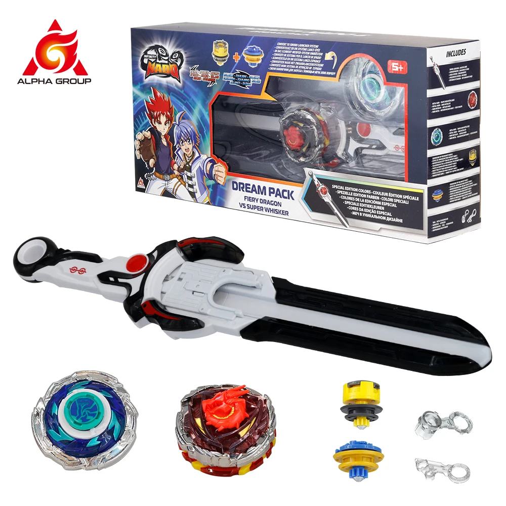Infinity Nado 6 Deluxe Pack - Gale Wings / Skylord Transformable Nado Spinning Top Gyro Upgraded Deluxe Sword Launcher Kid Toy