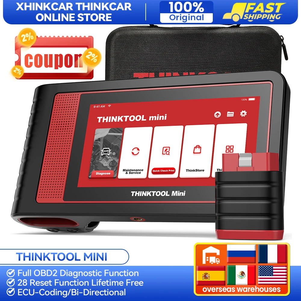 THINKCAR THINKTOOL Mini Professional Car Diagnostic Tools Obd2 Scanner Full System ECU Coding 28 Resets OE-Level Mini 2 CANFD