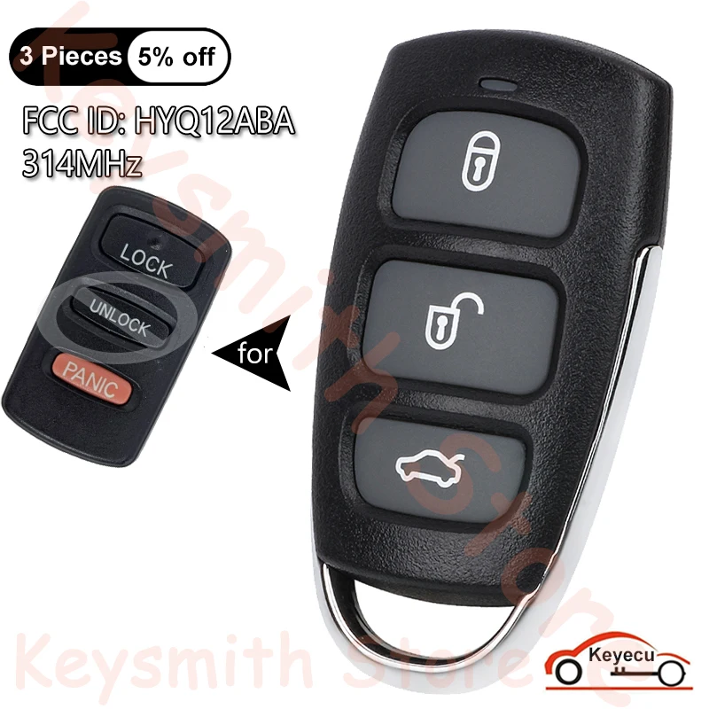 

KEYECU 4 Buttons 314MHz for Mitsubishi Eclipse 2000 2001 Auto Upgraded Remote Control Key Fob Replacement FCC ID: HYQ12ABA