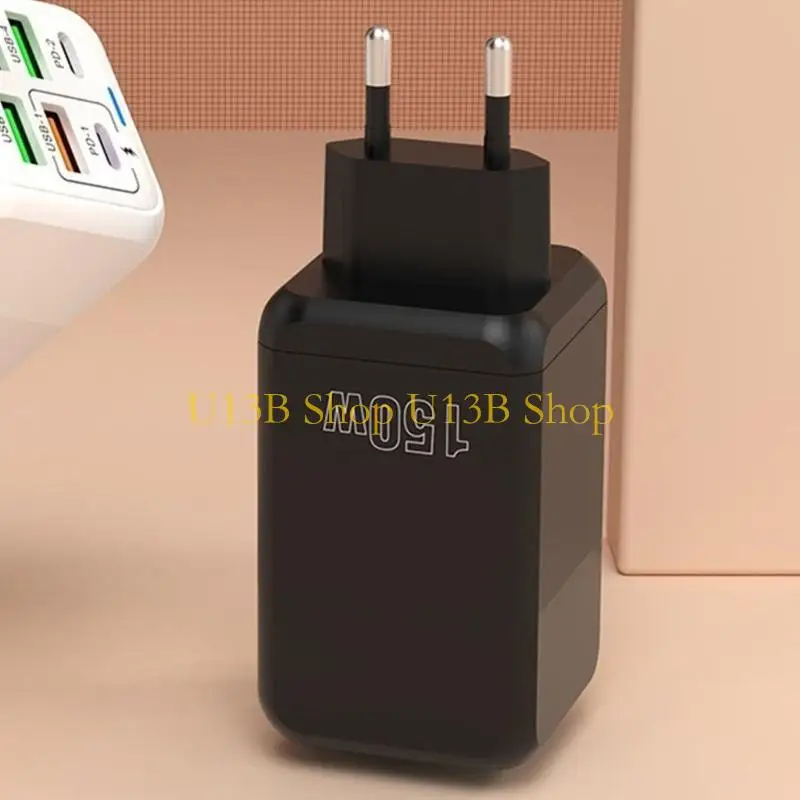 U13B Travel Friendly 150W USB C Chargers with 6 Port 2PD 4 USB C for Rapid Charging of Phone and More